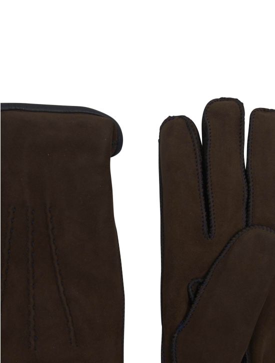 Kiton Kiton Brown Leather Suede Gloves Brown 001