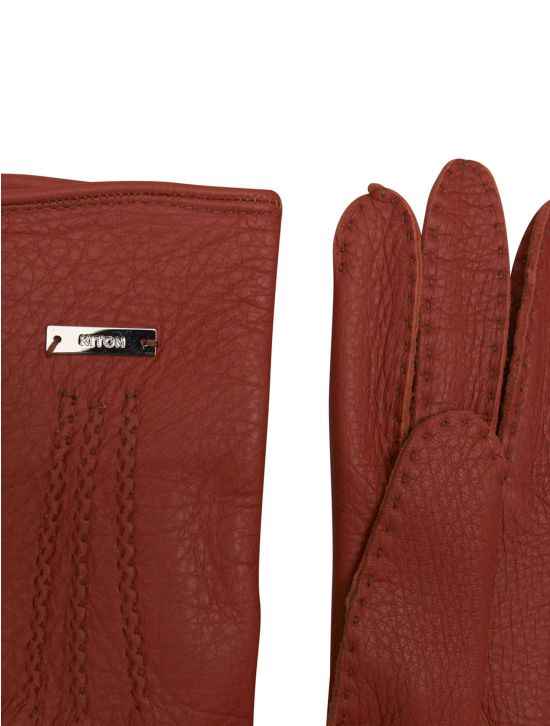 Kiton Kiton Orange Leather Gloves Orange 001