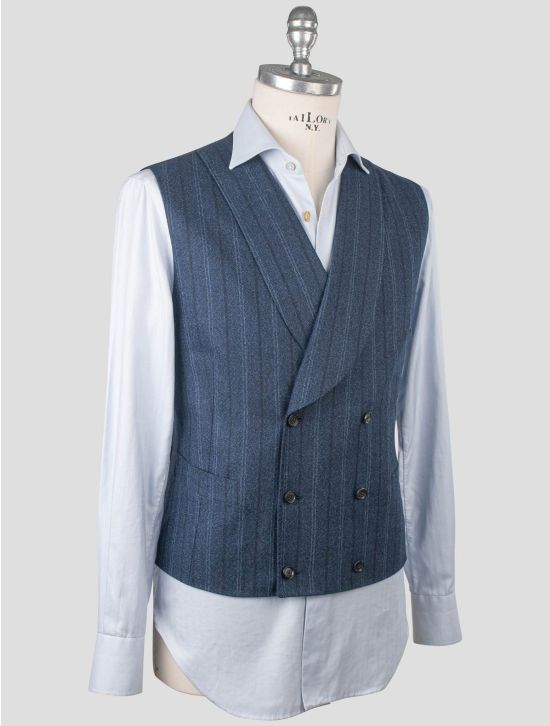 Isaia Isaia Blue Wool Double Breasted Vest Blue 001