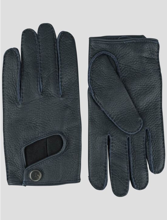 Isaia Isaia Blue Leather Gloves Blue 000