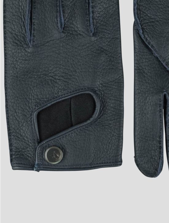 Isaia Isaia Blue Leather Gloves Blue 001