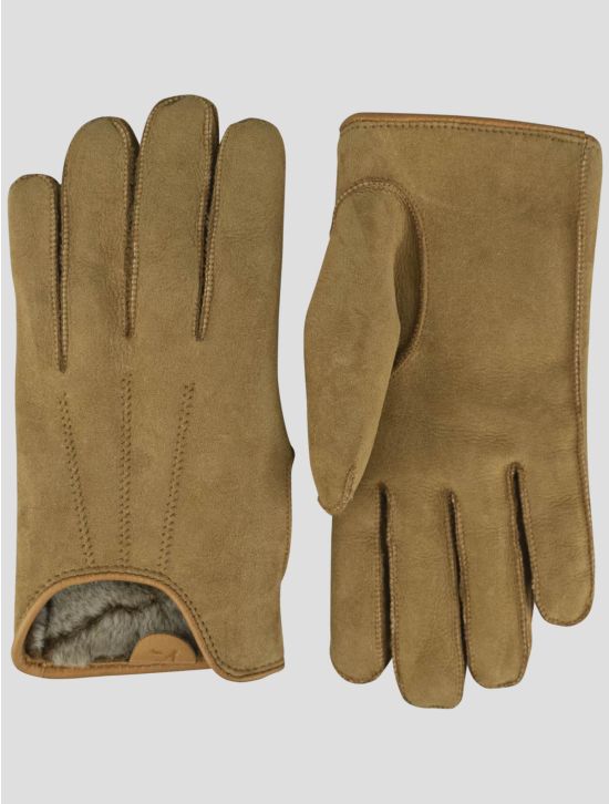 Isaia Isaia Brown Shearling Gloves Beige 000