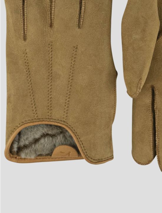 Isaia Isaia Brown Shearling Gloves Beige 001