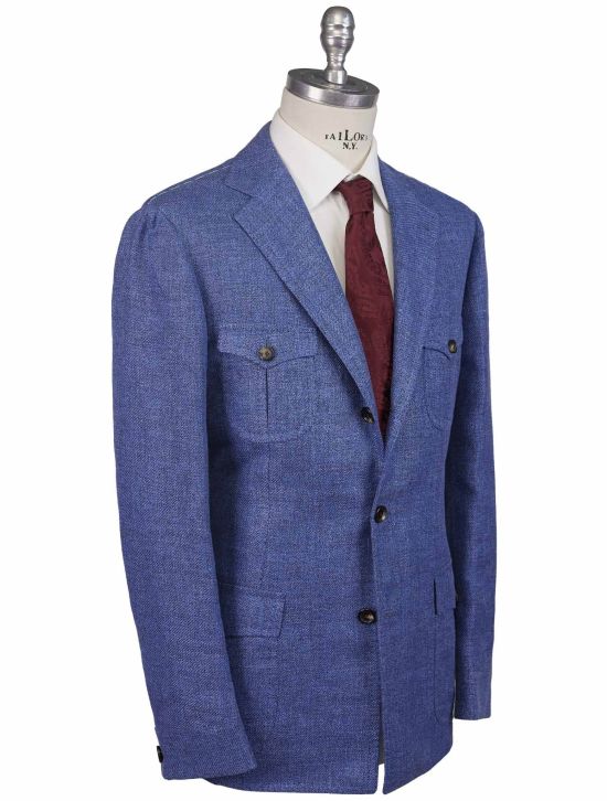 Cesare Attolini Cesare Attolini Blue Linen Silk Cotton Blazer Blue 001