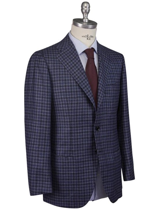 Cesare Attolini Cesare Attolini Blue Gray Wool Silk Linen Blazer Blue / Gray 001