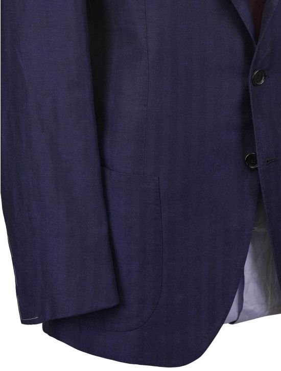 Cesare Attolini Cesare Attolini Blue Linen Wool Silk Blazer Blue 001