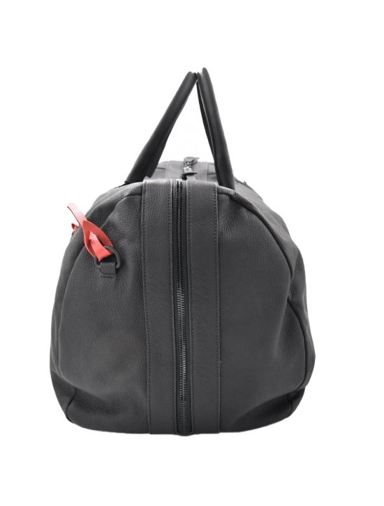 Kiton KITON Black Leather Calfskin Weekend Bag Black 001