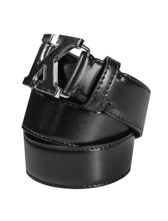 Kiton KITON Black Leather Belt Black 001