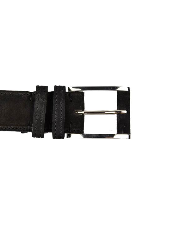 Kiton KITON Black Leather Calfskin Belt Black 001