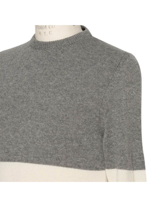Kiton KITON Gray White Cashmere Crewneck Sweater White/Gray 001