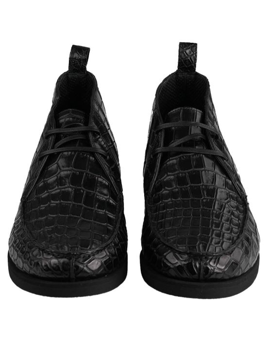 Kiton Kiton Black Leather Crocodile Boots Black 001