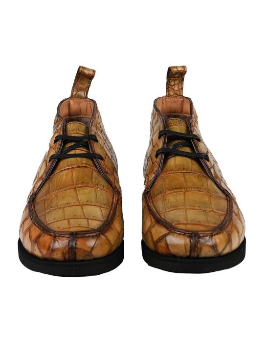 Kiton KITON Beige Leather Crocodile Boots CONB Beige 001