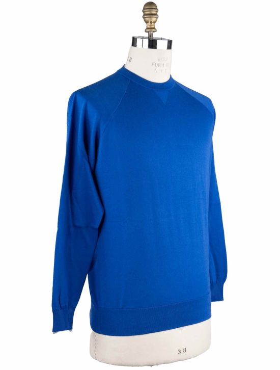 Cesare Attolini Cesare Attolini Blue Cotton Cashmere Sweater Crewneck Blue 001