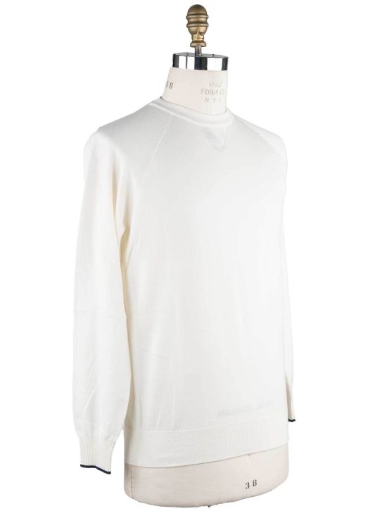 Cesare Attolini Cesare Attolini White Cotton Cashmere Sweater Crewneck White 001
