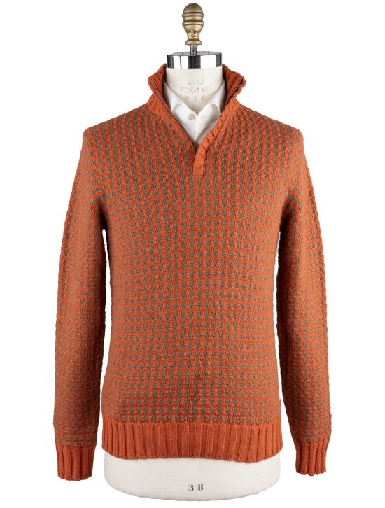 Cesare Attolini Cesare Attolini Orange Brown Cashmere Sweater Half Zip Orange / Brown 000