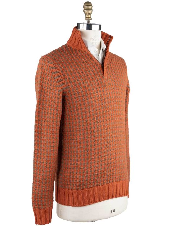 Cesare Attolini Cesare Attolini Orange Brown Cashmere Sweater Half Zip Orange / Brown 001
