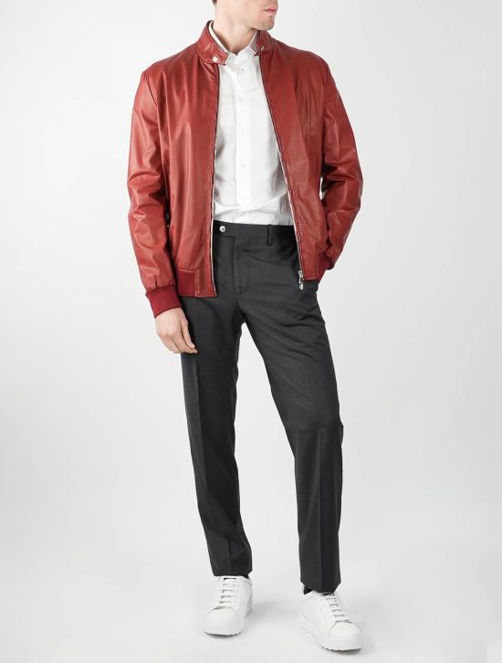 Cesare Attolini Cesare Attolini Red Leather Coat Red 001