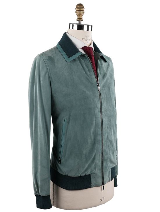 Cesare Attolini Cesare Attolini Green Leather Suede Coat Green 001