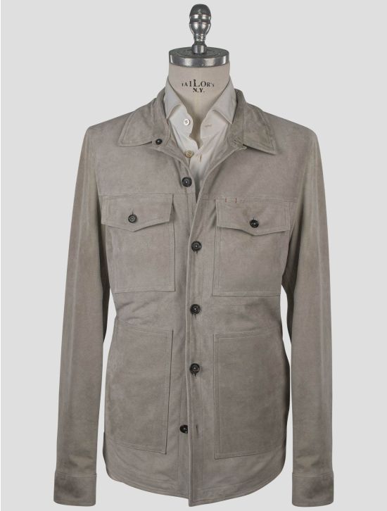 Isaia Isaia Gray Leather Suede Coat Gray 000