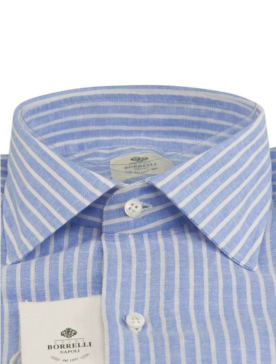Luigi Borrelli Luigi Borrelli Blue White Linen Shirt Blue / White 001