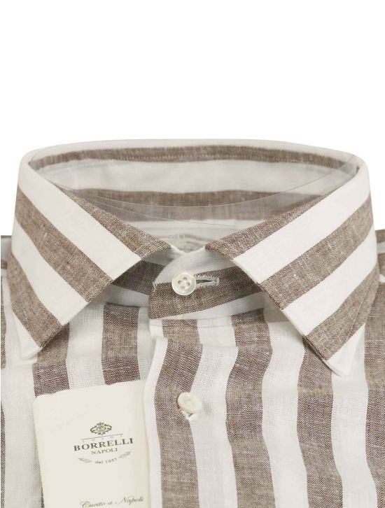 Luigi Borrelli Luigi Borrelli Gray White Cotton Linen Shirt Gray / White 001