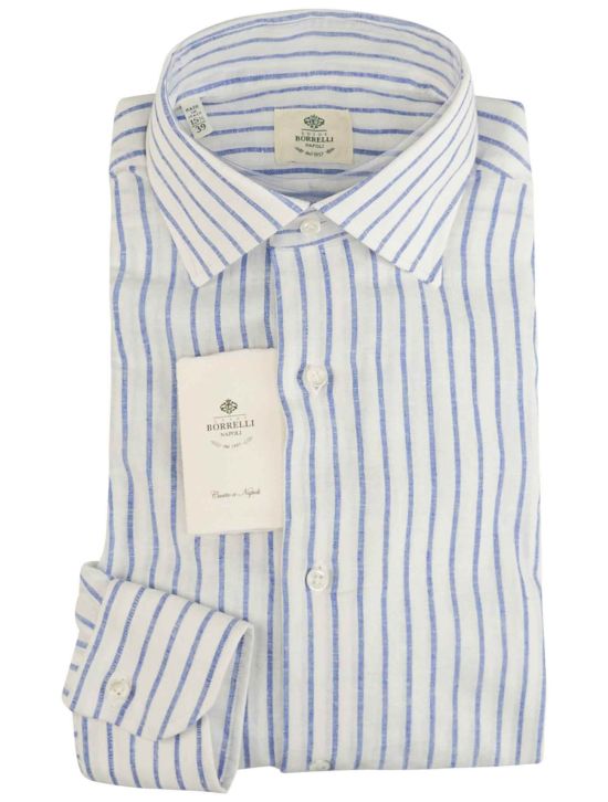 Luigi Borrelli Luigi Borrelli Blue White Linen Shirt White / Blue 000