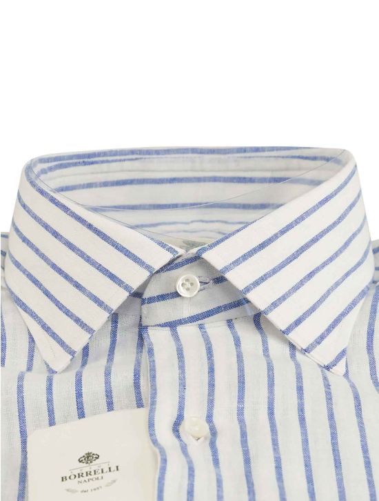 Luigi Borrelli Luigi Borrelli Blue White Linen Shirt White / Blue 001