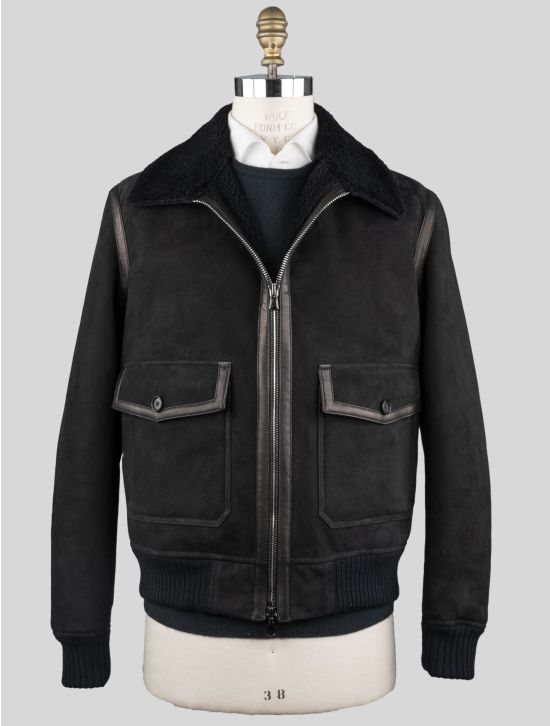 Isaia Isaia Black leather Sheepskin Coat Black 000