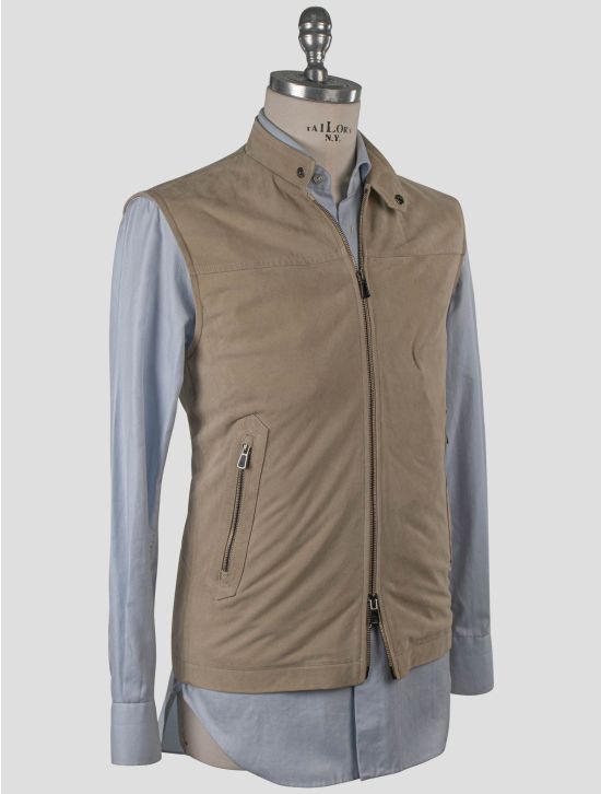 Isaia Isaia Beige Leather Suede Gilet Beige 001