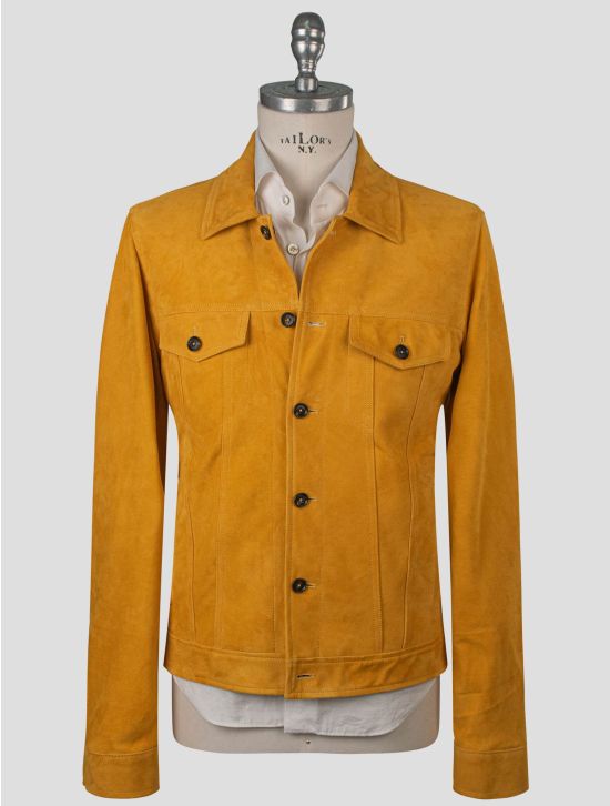 Isaia Isaia Yellow Leather Suede Coat Yellow 000
