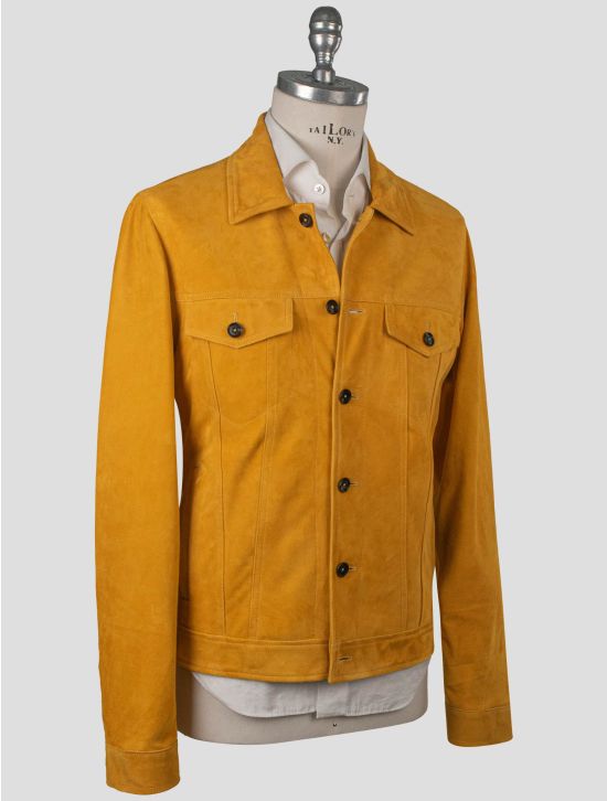 Isaia Isaia Yellow Leather Suede Coat Yellow 001