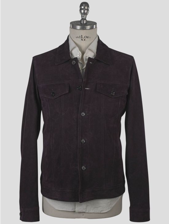 Isaia Isaia Purple Leather Suede Coat Purple 000