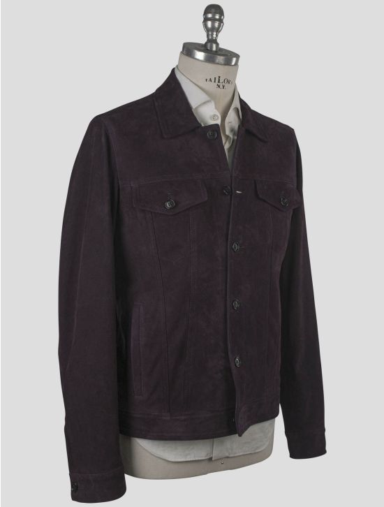 Isaia Isaia Purple Leather Suede Coat Purple 001