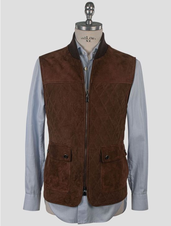 Isaia Isaia Brown Leather Suede Gilet Brown 000