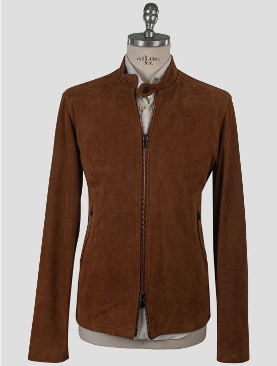 Isaia Isaia Brown Leather Suede Coat Brown 000