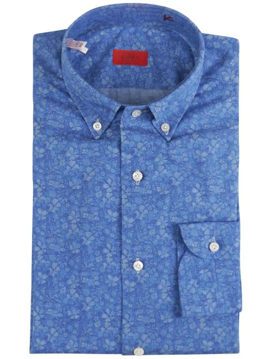 Isaia Isaia Blue Cotton Shirt Button Down Blue 000