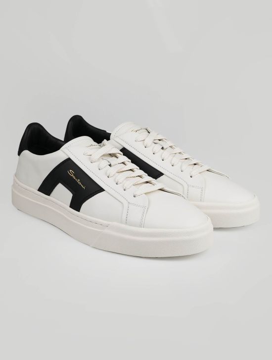 Santoni Santoni White Black Leather Sneakers White / Black 000