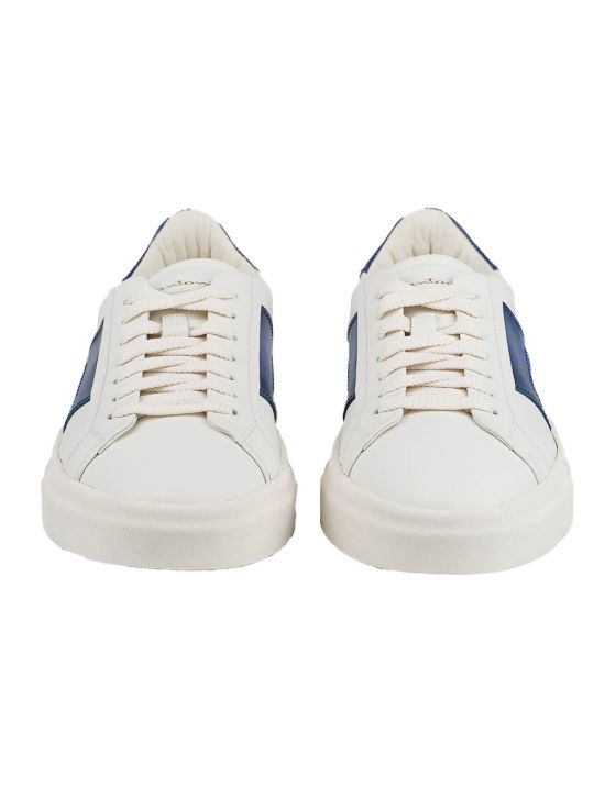 Santoni Santoni White Blue Leather Sneakers White / Blue 001