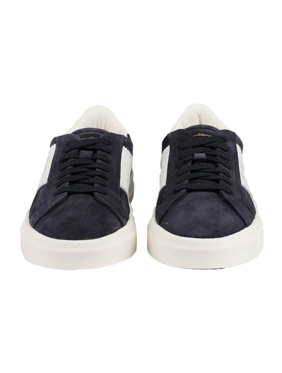 Santoni Santoni Blue White Leather Suede Sneakers Blue / White 001