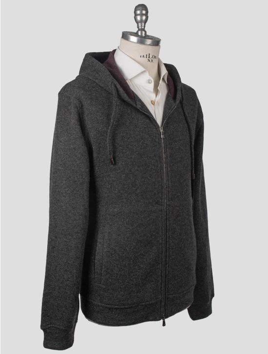 Isaia Isaia Gray Cashmere Pa Sweater Full Zip Hoodie Gray 001