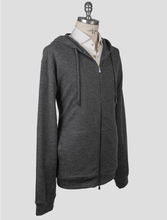 Isaia Isaia Gray Wool Sweater Full Zip Hoodie Gray 001