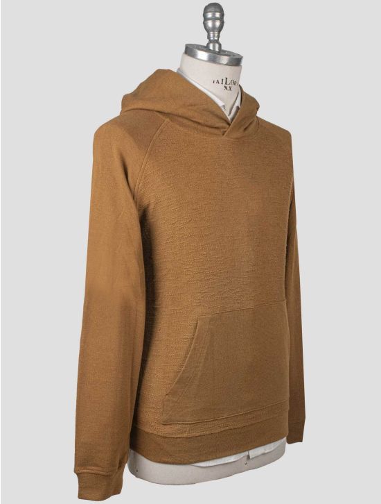 Isaia Isaia Brown Cotton Linen Hemp Sweater Hoodie Brown 001