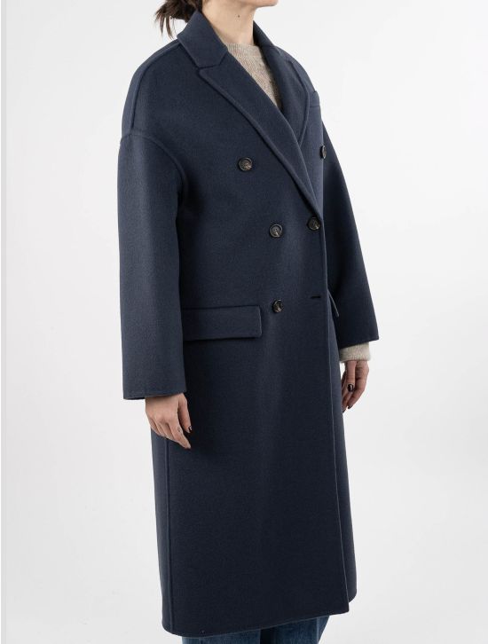 Brunello Cucinelli Brunello Cucinlli Blue Virgin Wool Cashmere Overcoat Blue 001