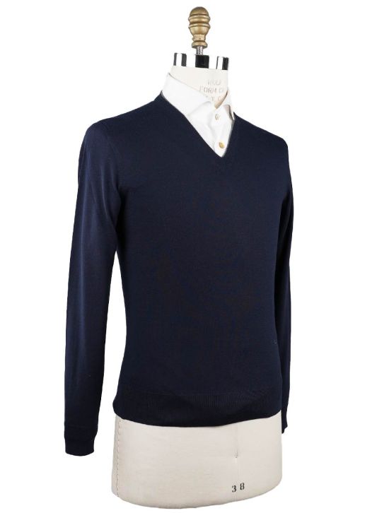 Isaia Isaia Blue Wool Sweater V-neck Blue 001