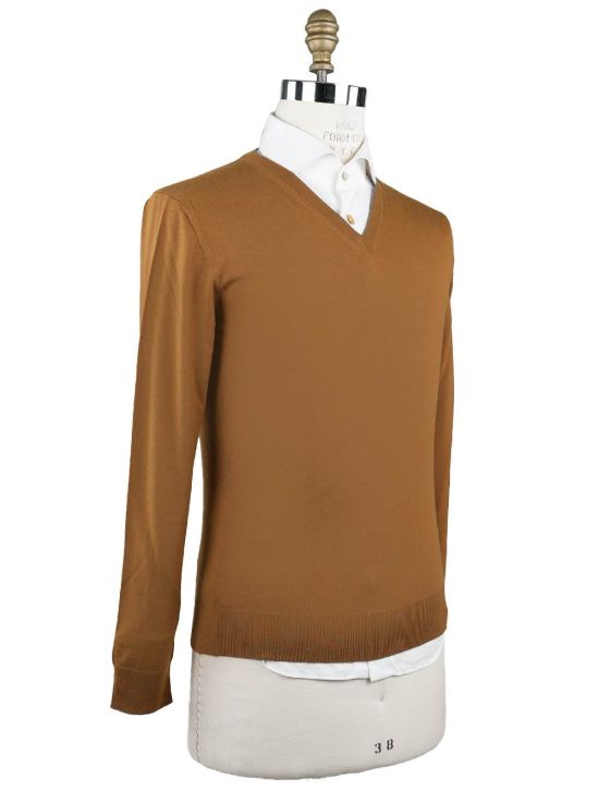 Isaia Isaia Light Brown Wool Sweater V-neck Light Brown 001
