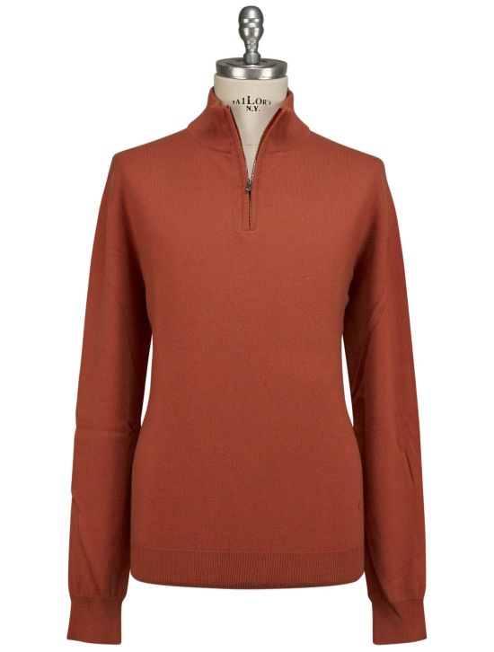 Isaia Isaia Orange Cashmere Sweater Half Zip Orange 000
