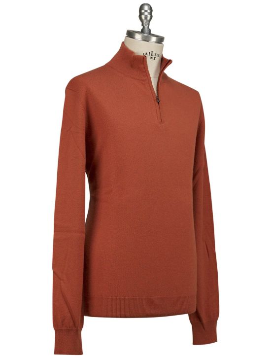 Isaia Isaia Orange Cashmere Sweater Half Zip Orange 001