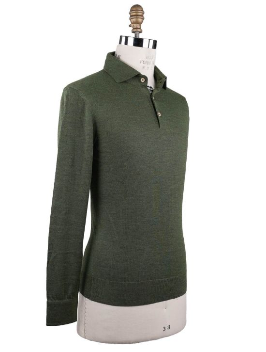 Isaia Isaia Green Cashmere Silk Sweater Polo Green 001
