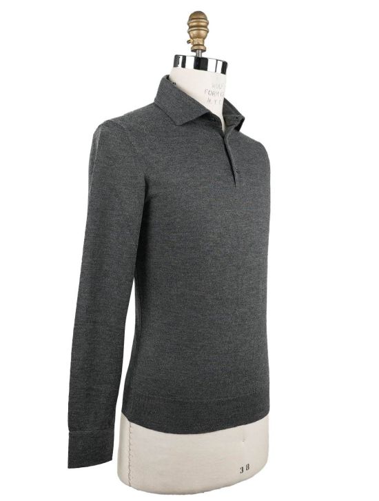 Isaia Isaia Gray Cashmere Silk Sweater Polo Gray 001