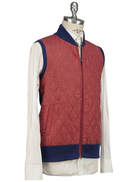 Isaia Isaia Red Blue Wool Silk Linen Vest Red / Blue 001